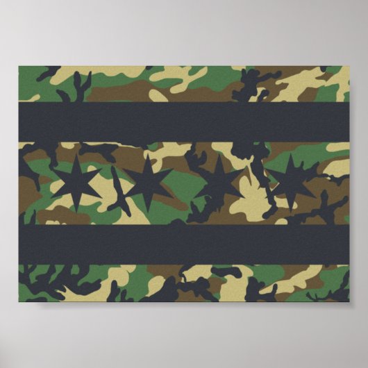 Chicago Flag Camo Design Poster (Voorkant)