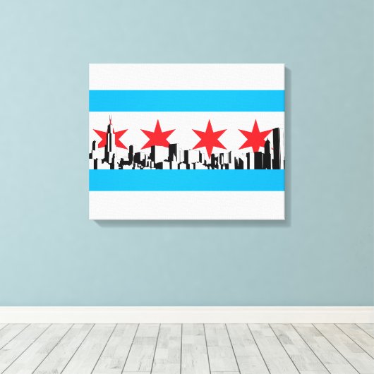 Chicago Flag Canvas Afdruk (Insitu (Houten vloer))