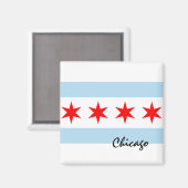 Chicago Flag, City & Illinois State USA/sport Magneet (Voorkant / Achterkant)