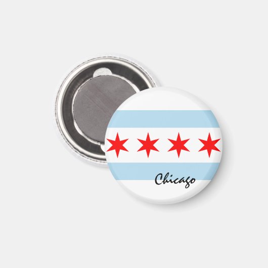 Chicago Flag, City & Illinois State USA/sport Magneet (Voorkant / Achterkant)
