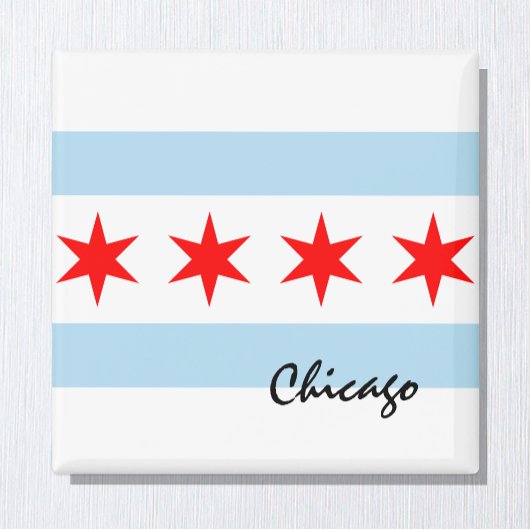 Chicago Flag, City & Illinois State USA/sport Magneet