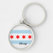 Chicago Flag, City & Illinois State USA/sport Sleutelhanger (Voorkant)