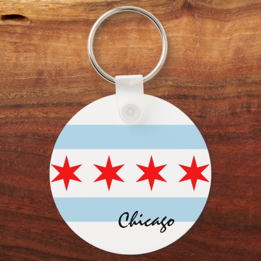 Chicago Flag, City & Illinois State USA/sport Sleutelhanger (Achterkant)