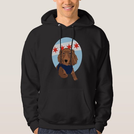 Chicago Flag Dachshund  1 Hoodie (Voorkant)