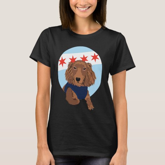 Chicago Flag Dachshund 1 T-shirt (Voorkant)