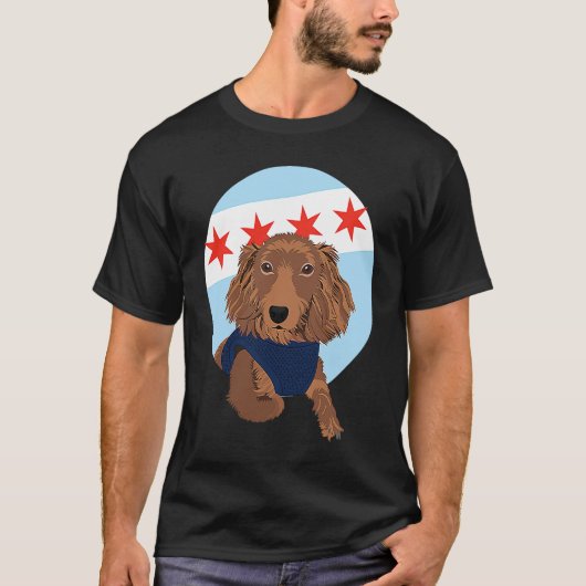 Chicago Flag Dachshund  1 T-shirt (Voorkant)