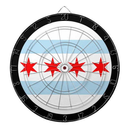Chicago Flag Dartboard & Illinois/USA game board Dartbord (Voorkant)