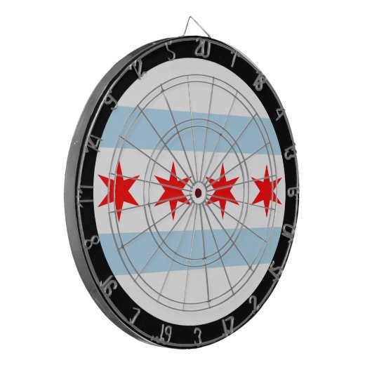 Chicago Flag Dartboard & Illinois/USA game board Dartbord (Voorkant Links)