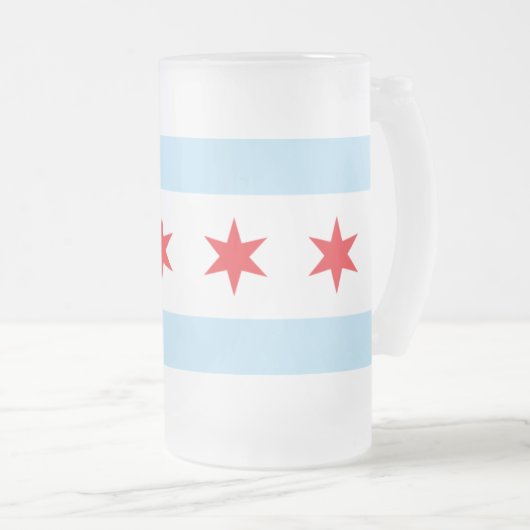 Chicago Flag Frosted Beer Mok (Voorkant rechts)