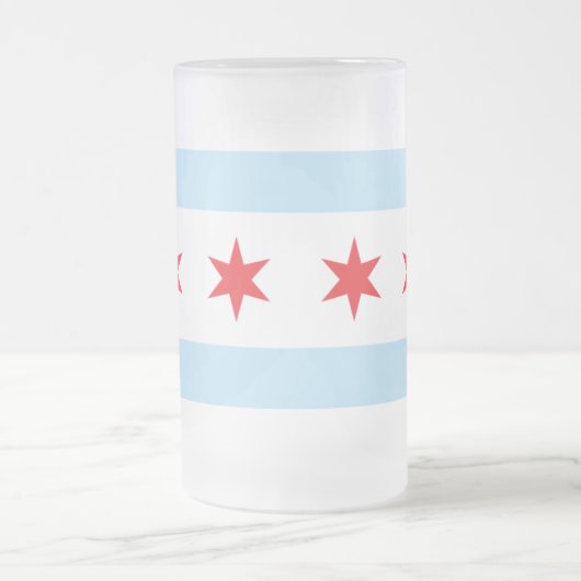 Chicago Flag Frosted Beer Mok (Center)