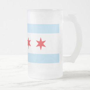 Chicago Flag Frosted Beer Mok
