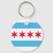 Chicago Flag Geïnspireerd Retro City Pride Design Sleutelhanger (Voorkant)