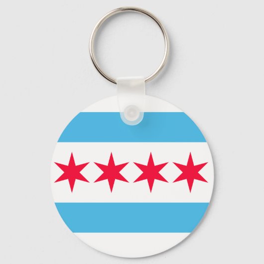 Chicago Flag Geïnspireerd Retro City Pride Design Sleutelhanger (Voorkant)