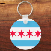 Chicago Flag Geïnspireerd Retro City Pride Design Sleutelhanger (Achterkant)