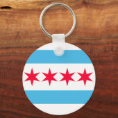 Chicago Flag Geïnspireerd Retro City Pride Design Sleutelhanger (Voorkant)