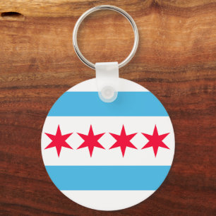 Chicago Flag Geïnspireerd Retro City Pride Design Sleutelhanger