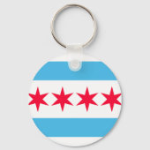 Chicago Flag Geïnspireerd Retro City Pride Design Sleutelhanger (Achterkant)