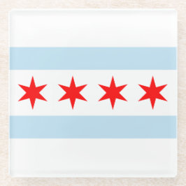 Chicago Flag Glass Onderzetter Glazen Onderzetter