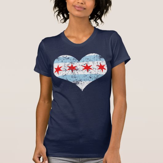 Chicago Flag Heart t shirt (Voorkant)