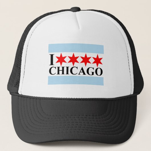 Chicago Flag - Ik hou van Chicago Trucker Pet (Voorkant)