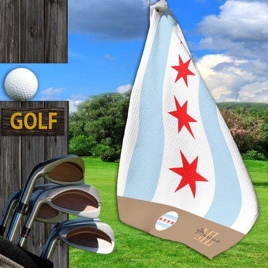 Chicago flag & Illinois monogrammed/golfhanddoek Golfhanddoek