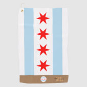 Chicago flag & Illinois monogrammed/golfhanddoek Golfhanddoek (Voorkant)
