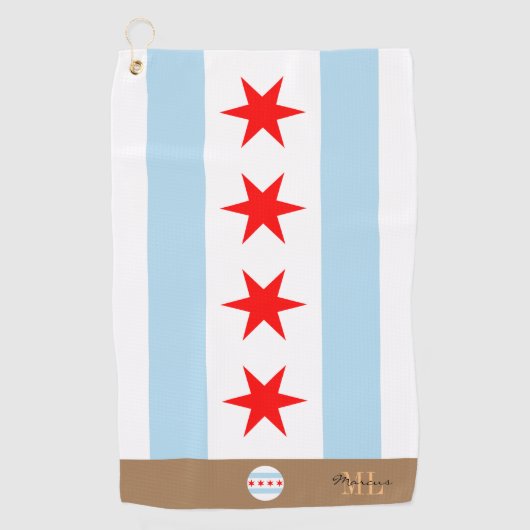 Chicago flag & Illinois monogrammed/golfhanddoek Golfhanddoek (Voorkant)