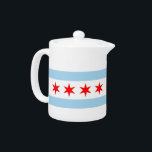 Chicago Flag, Illinois State Theepot<br><div class="desc">Voeg een vleugje Chicago pride toe aan uw theetijd met onze exclusieve theepot met de vlag van Chicago! Deze theepot is gemaakt met nauwgezette aandacht voor detail en is meer dan alleen een praktisch keukenaccessoire; het is een viering van het erfgoed en de culturele trots van Chicago. Het elegante ontwerp...</div>