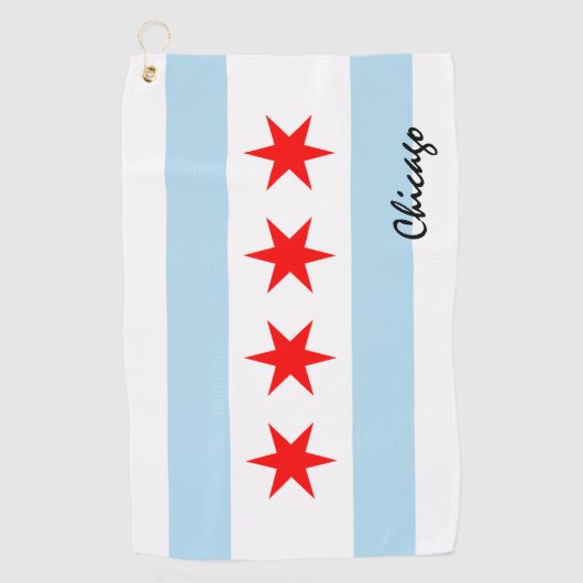 Chicago Flag & Illinois State USA Golfhanddoek (Voorkant)