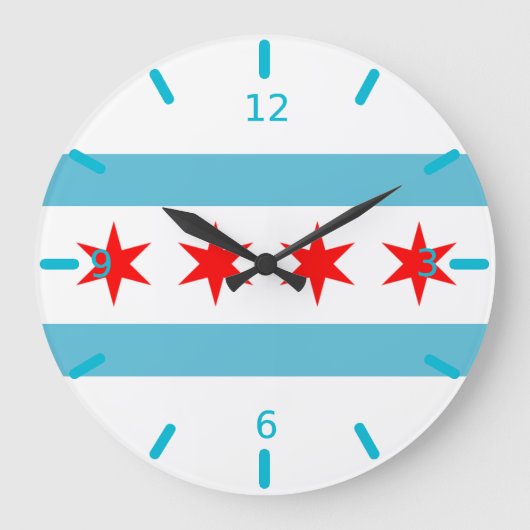 Chicago flag Large Clock Grote Klok (Voorkant)