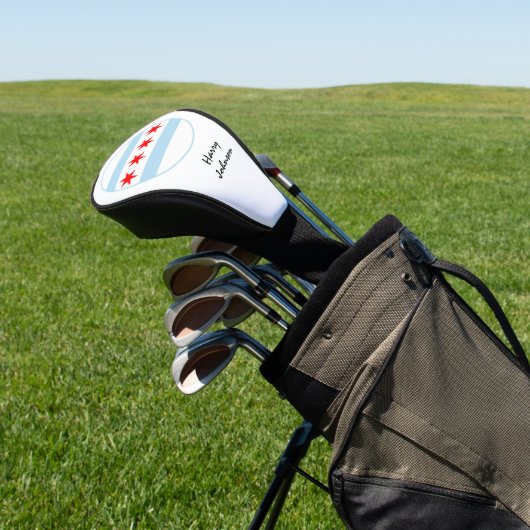 Chicago Flag & Monogrammed Golf Clubs Hoesjes USA Golfheadcover (Insitu)