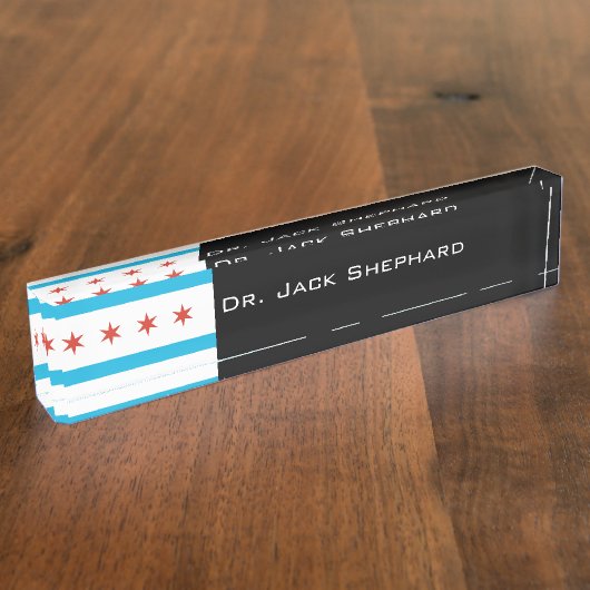 Chicago Flag Naambordje (Zijkant)