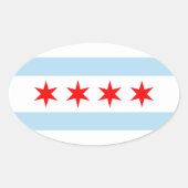 Chicago Flag Oval Sticker (Voorkant)