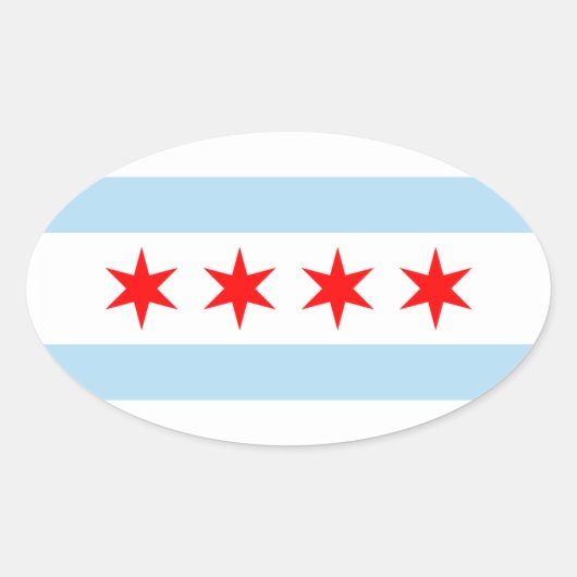 Chicago Flag Oval Sticker (Voorkant)