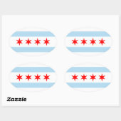 Chicago Flag Oval Sticker (Vel)
