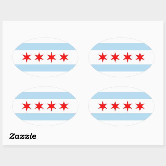 Chicago Flag Oval Sticker (Vel)