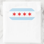 Chicago Flag Oval Sticker (Tas)