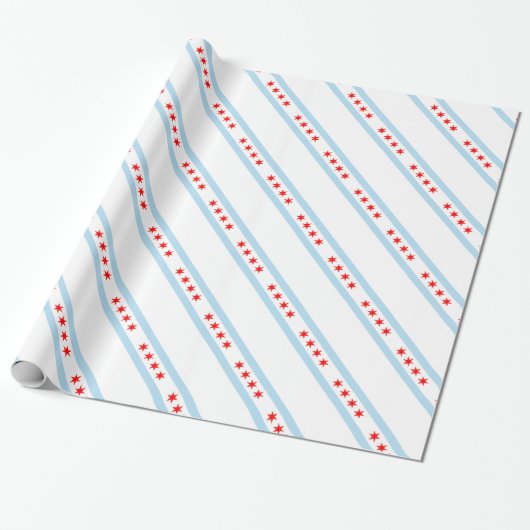 Chicago Flag Pattern Cadeaupapier (Uitgerold)