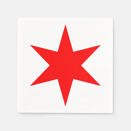 Chicago Flag Red 6-punts ster Servet (Voorkant)