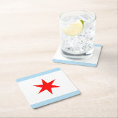 Chicago Flag Red Star Light Blue Stripes Kartonnen Onderzetters (Insitu)