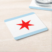 Chicago Flag Red Star Light Blue Stripes Kartonnen Onderzetters (Schuin)