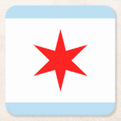 Chicago Flag Red Star Light Blue Stripes Kartonnen Onderzetters (Voorkant)