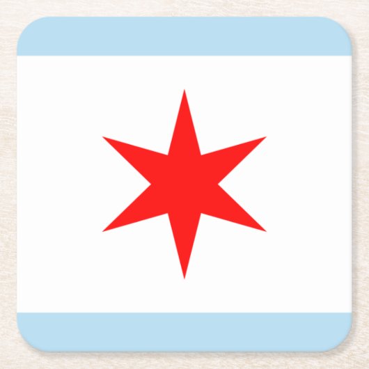 Chicago Flag Red Star Light Blue Stripes Kartonnen Onderzetters (Voorkant)