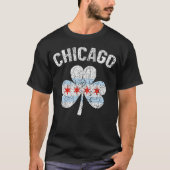 Chicago Flag Shamrock Clover Irish Pride St Patric T-shirt (Voorkant)