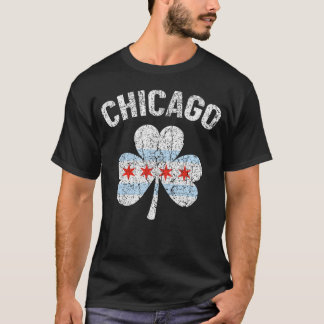 Chicago Flag Shamrock Clover Irish Pride St Patric T-shirt