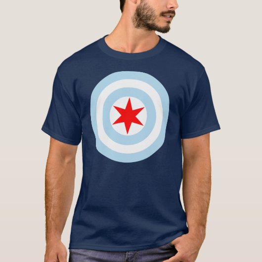 Chicago Flag Shield T Shirt (Voorkant)