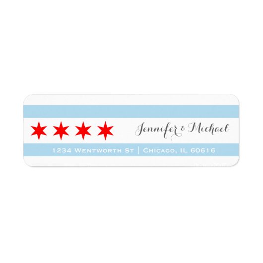 Chicago Flag Sjabloon | Rode ster | Blauwe strepen Etiket (Voorkant)