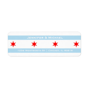 Chicago Flag Sjabloon   Rode sterren   Blauwe stre Etiket