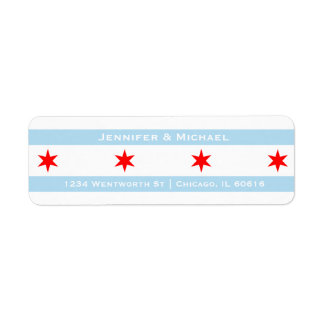Chicago Flag Sjabloon | Rode sterren | Blauwe stre Etiket
