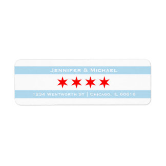 Chicago Flag Sjabloon | Rode sterren | Blauwe stre Etiket